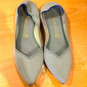 Blue machine washable Rothys flats